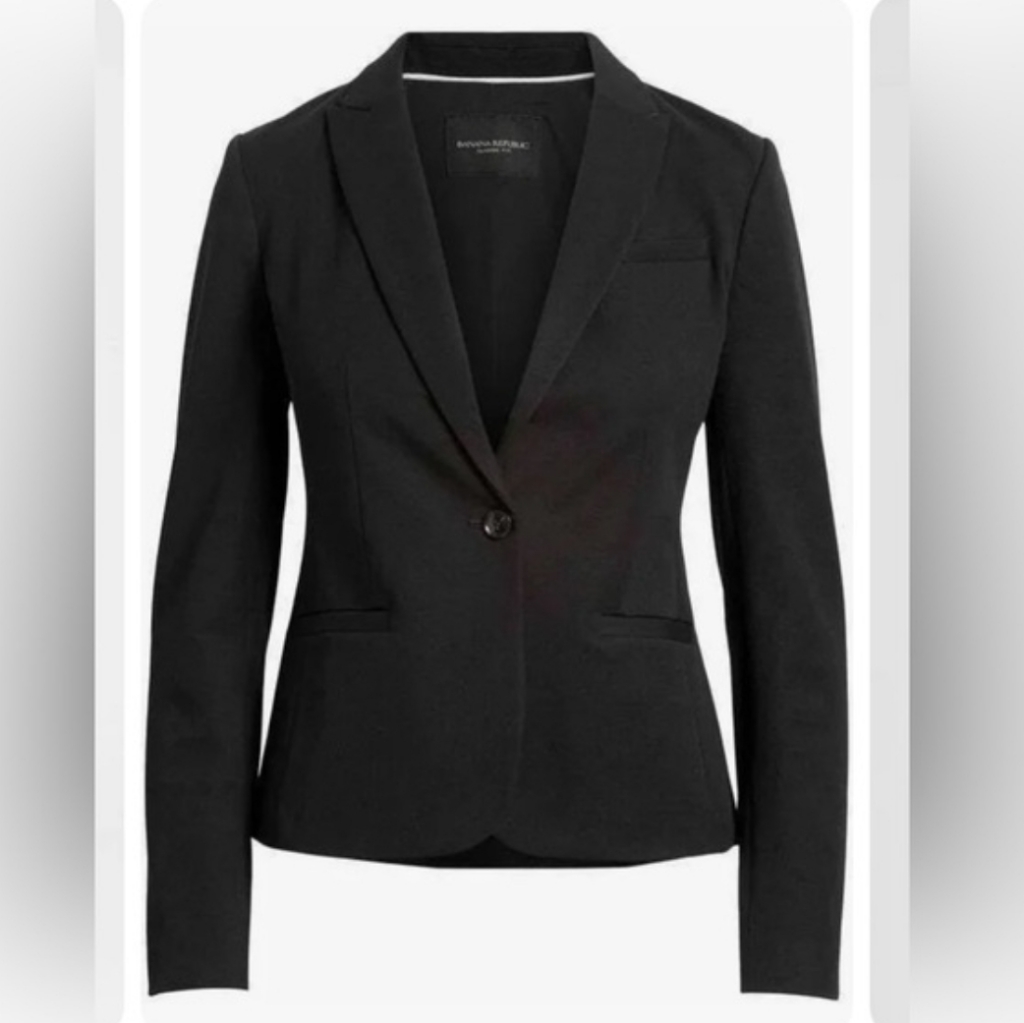 Banana Republic Black Classic Fit Bi-Stretch Blazer Sz 4